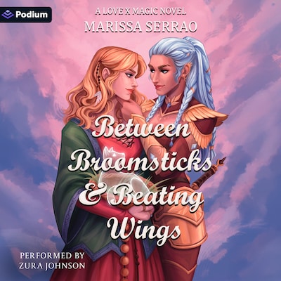 Between Broomsticks and Beating Wings – omslag til lydbogen af Marissa Serrao