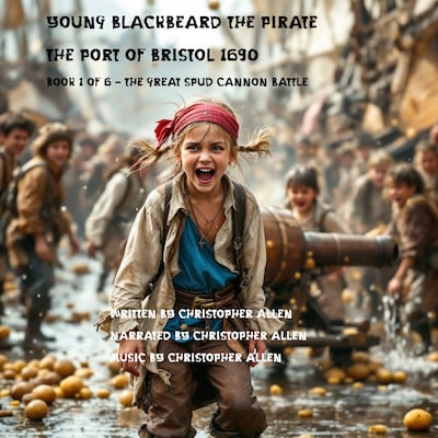 Young Blackbeard the Pirate - The Port of Bristol 1690 – omslag til lydbogen af AI Voice Christopher Allen