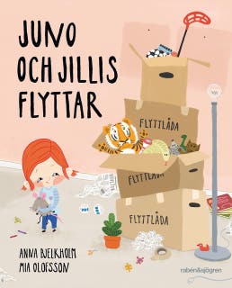 Juno och Jillis flyttar – omslag till ljudboken av Anna Bjelkholm,Mia Olofsson