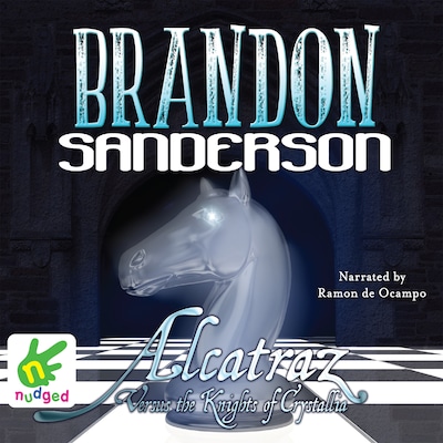 Alcatraz Versus the Knights of Crystallia – omslag til lydbogen af Brandon Sanderson
