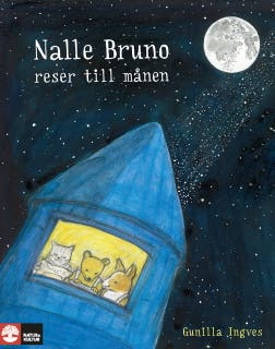 Nalle Bruno reser till månen – omslag till ljudboken av Gunilla Ingves