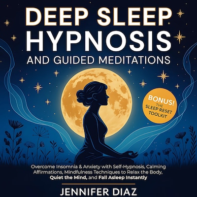 Deep Sleep Hypnosis and Guided Meditations – omslag til lydbogen af Jennifer Diaz