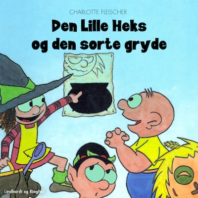 Den lille heks og den sorte gryde – omslag til lydbogen af Charlotte Fleischer
