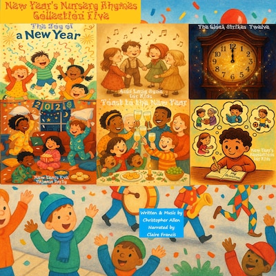 New Year's Nursery Rhymes - Collection Five – omslag til lydbogen af AI Voice Christopher Allen