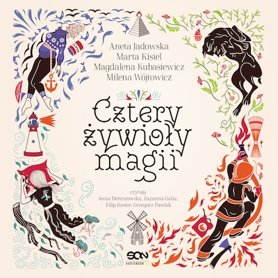 Cztery żywioły magii – okładka audiobooka, autor Magdalena Kubasiewicz, Marta Kisiel, Aneta Jadowska