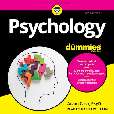 Psychology For Dummies – omslag til lydbogen af Adam Cash, PsyD