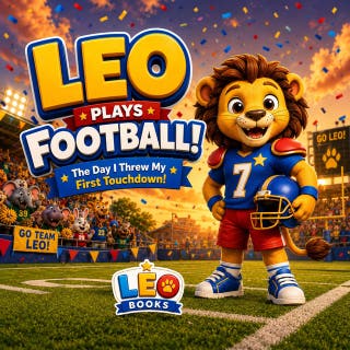 Leo Plays Football: The Day I Threw My First Touchdown! – omslag till ljudboken av Leo Books