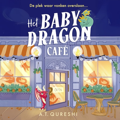 Het Baby Dragon Café – omslag van het luisterboek van A. T. Qureshi