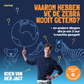 Waarom hebben we de zebra nooit getemd?: en andere dingen die je om 2 uur 's nachts googelt – omslag van het luisterboek van Koen van der Jagt