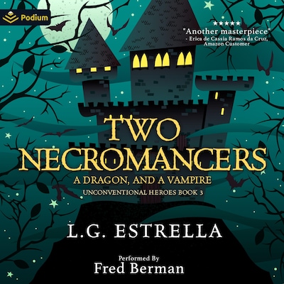 Two Necromancers, a Dragon, and a Vampire – omslag til lydbogen af L.G. Estrella