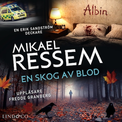 En skog av blod – omslag till ljudboken av Mikael Ressem
