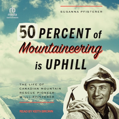 Fifty Percent of Mountaineering is Uphill – omslag til lydbogen af Susanna Pfisterer