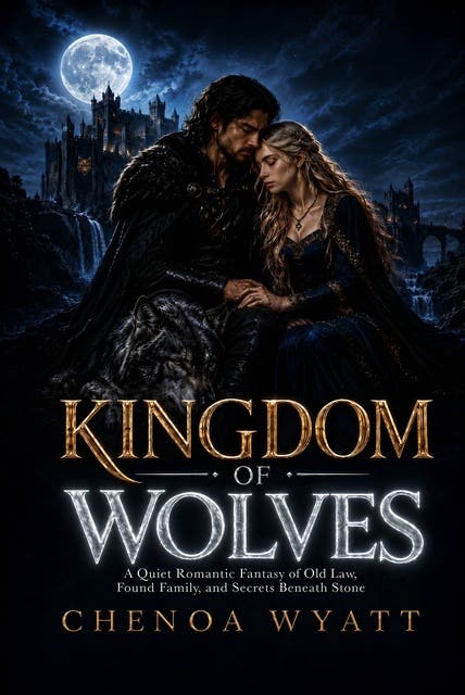 Kingdom of Wolves: A Quiet Romantic Fantasy of Old Law, Found Family, and Secrets Beneath Stone – omslag til lydbogen af Chenoa Wyatt