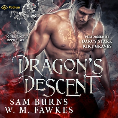 Dragon's Descent – omslag til lydbogen af Sam Burns, W.M. Fawkes