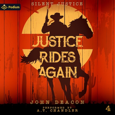 Justice Rides Again – omslag til lydbogen af John Deacon