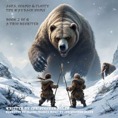 Asha, Cosmo & Fluffy - The Way Back Home – omslag til lydbogen af AI Voice Christopher  Allen