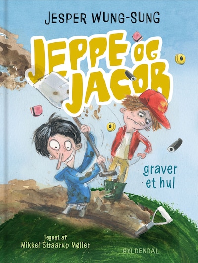 Jeppe og Jacob - Graver et hul – omslag til lydbogen af Jesper Wung-Sung