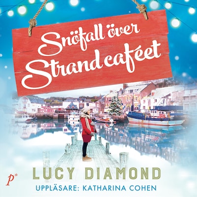 Snöfall över strandcaféet