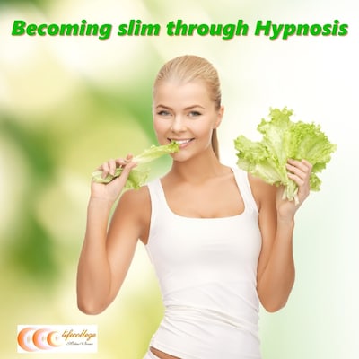 Becoming slim through hypnosis – omslag til lydbogen af Michael Bauer