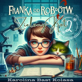Franka od Robotów: Zielony kot – okładka audiobooka, autor Karolina Bast Kolasa