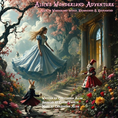 Alice's Wonderland Adventure – omslag til lydbogen af AI Voice Christopher Allen