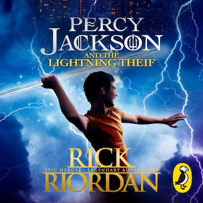 Percy Jackson and the Lightning Thief – omslag til lydbogen af Rick Riordan