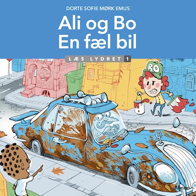 Ali og Bo, En fæl bil, Læs lydret 1 – omslag til lydbogen af Dorte Sofie Mørk Emus
