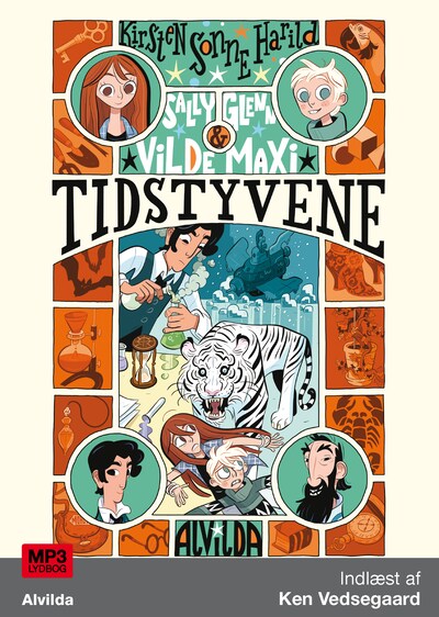 Sally, Glenn og vilde Maxi 4: Tidstyvene – omslag til lydbogen af Kirsten Sonne Harild