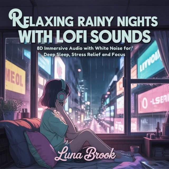 Relaxing Rainy Nights with Lofi Sounds: 8D Immersive Audio with White Noise for Deep Sleep, Stress Relief and Focus – omslag til lydbogen af Luna Brook