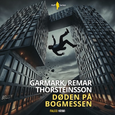 Døden på bogmessen – omslag til lydbogen af David Garmark, Morten Remar, Tommy Thorsteinsson