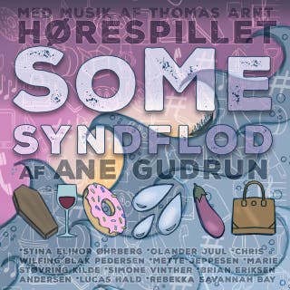 Hørespillet SoMe syndflod: Lydbog med ensemble – omslag til lydbogen af Ane Gudrun