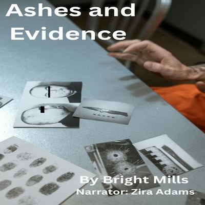 Ashes and Evidence – omslag til lydbogen af Bright Mills