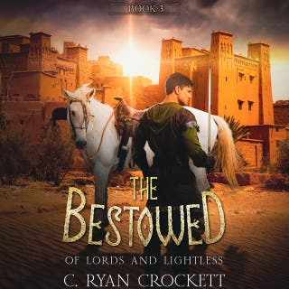 The Bestowed: Of Lords and Lightless – omslag till ljudboken av C. Ryan Crockett