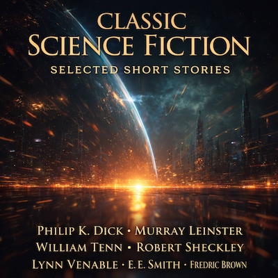 Classic Science Fiction Selected Short Stories – omslag til lydbogen af Philip K. Dick, Murray Leinster, William Tenn