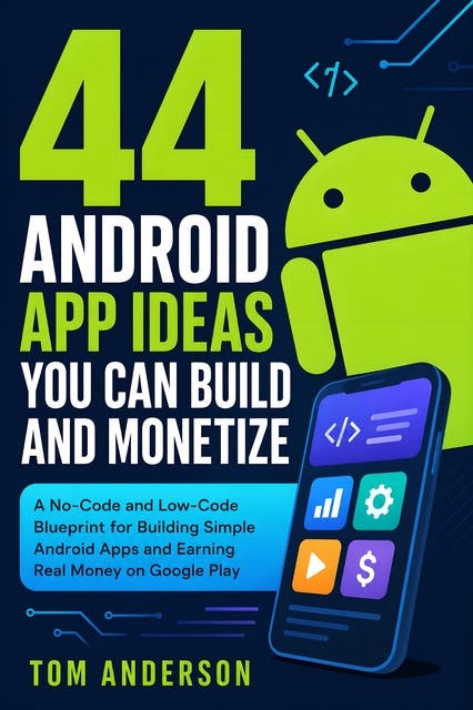 44 Android App Ideas You Can Build and Monetize: A No-Code and Low-Code Blueprint for Building Simple Android Apps and Earning Real Money on Google Play – omslag til lydbogen af Tom Anderson