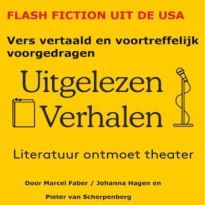 Flash fiction uit de USA – omslag van het luisterboek van Pieter van Scherpenberg, Marcel Faber, Johanna Hagen