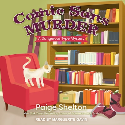 Comic Sans Murder – omslag til lydbogen af Paige Shelton
