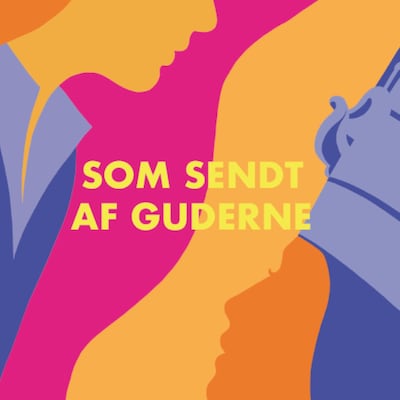 Som sendt af Guderne – omslag til lydbogen af Louise Jensby, Anne Krøjgaard, Torben Johansen