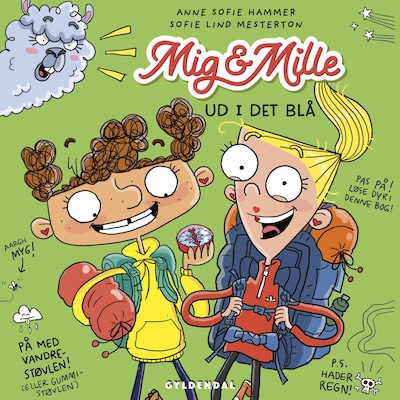 Mig & Mille - Ud i det blå – omslag til lydbogen af Anne Sofie Hammer, Sofie Lind Mesterton
