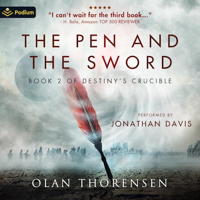 The Pen and the Sword – omslag til lydbogen af Olan Thorensen