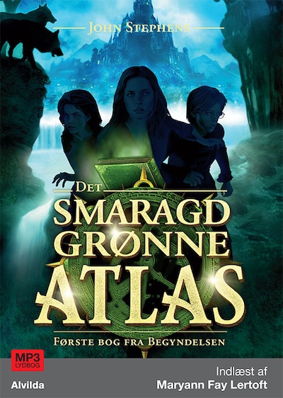 Det smaragdgrønne atlas – omslag til lydbogen af John Stephens