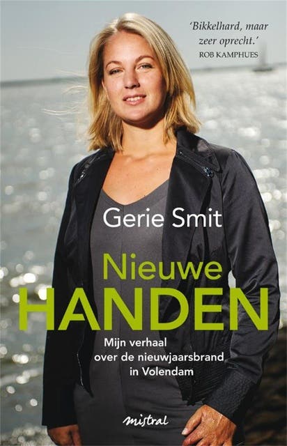 Nieuwe handen: mjin verhaal over de nieuwjaarsbrand in Volendam – omslag van het luisterboek van Gerie Smit