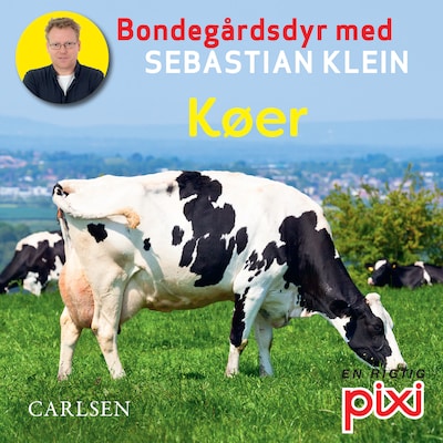 Bondegårdens dyr med Sebastian Klein: Køer – omslag til lydbogen af Sebastian Klein