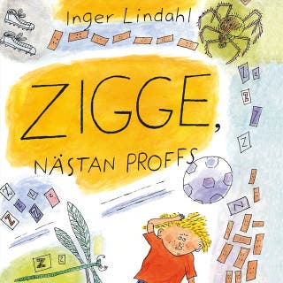 Zigge, nästan proffs – omslag till ljudboken av Inger Lindahl