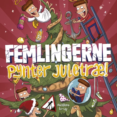 Femlingerne - pynter juletræ – omslag til lydbogen af Mikael Wulff, Wulffmorgenthaler