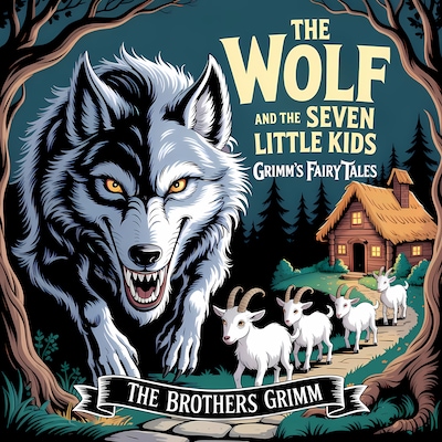The Wolf and the Seven Little Kids (Grimm's Fairy Tales) – omslag til lydbogen af Brothers Grimm