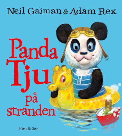 Panda Tju på stranden – omslag til lydbogen af Neil Gaiman