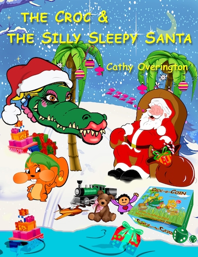 The Croc & The Silly Sleepy Santa – omslag van het luisterboek van Cathy Overington