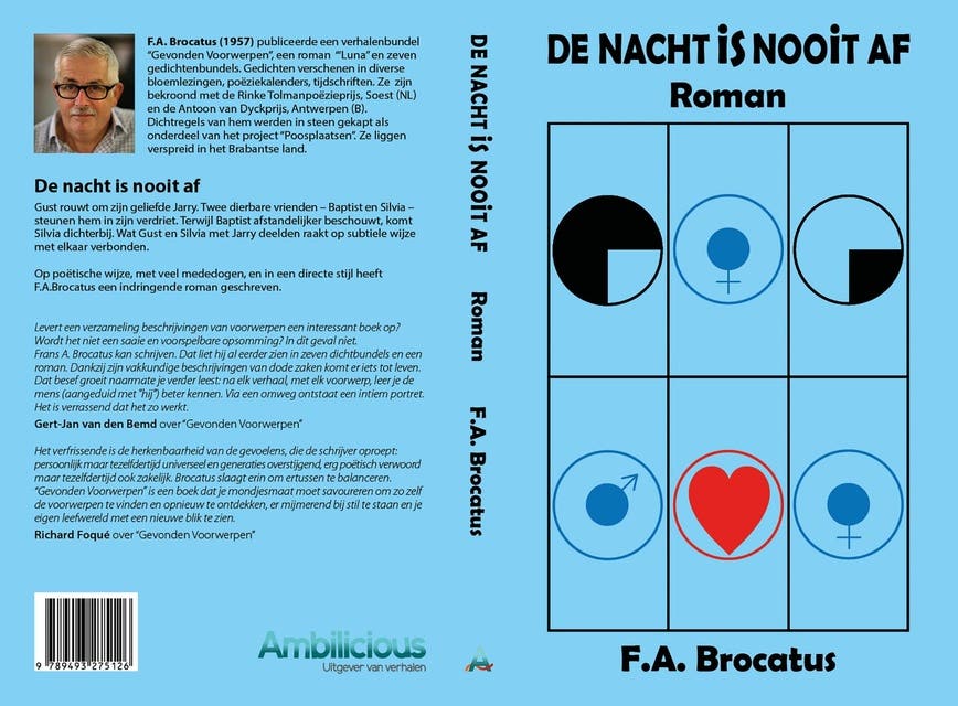 De nacht is nooit af – omslag van het luisterboek van Frans A. Brocatus,Inanna Van den Berg
