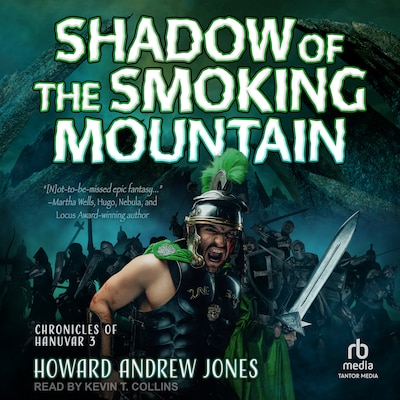 Shadow of the Smoking Mountain – omslag til lydbogen af Howard Andrew Jones